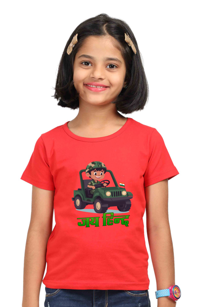 Jai Hind Round Neck Half Sleeve Classic T-Shirts for Girls Vastrdhamm