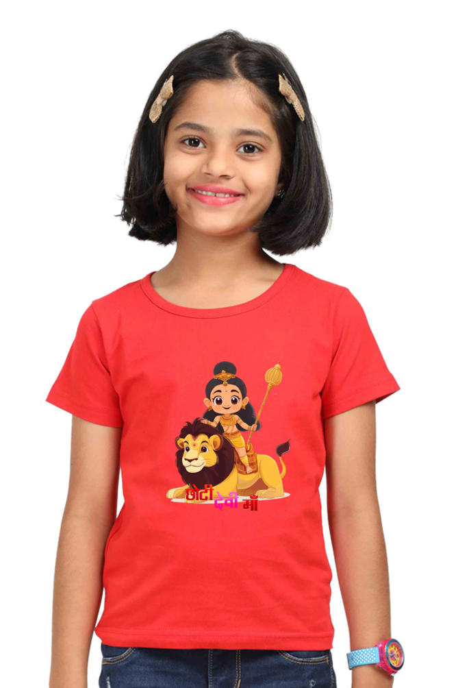 Maa Durga Power Round Neck Half Sleeve Classic T-Shirts for Girl Vastrdhamm