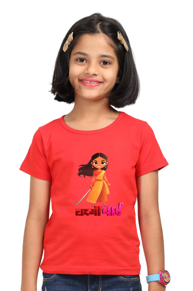 Lakshmi Bai Warrior Spirit Round Neck Half Sleeve Classic T-Shirts for Girl Vastrdhamm