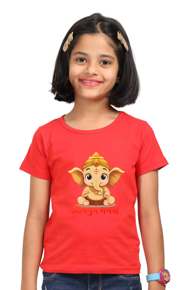 Jai Ganesha Glory Round Neck Half Sleeve Classic T-Shirts for Girl Vastrdhamm