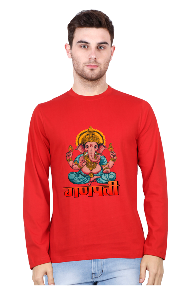 Jai Ganesha Victory Round Neck Full Sleeve T-Shirts for Men Vastrdhamm