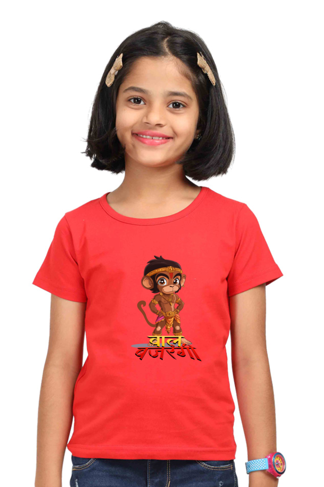 Hanuman Strength Round Neck Half Sleeve Classic T-Shirts for Girl Vastrdhamm