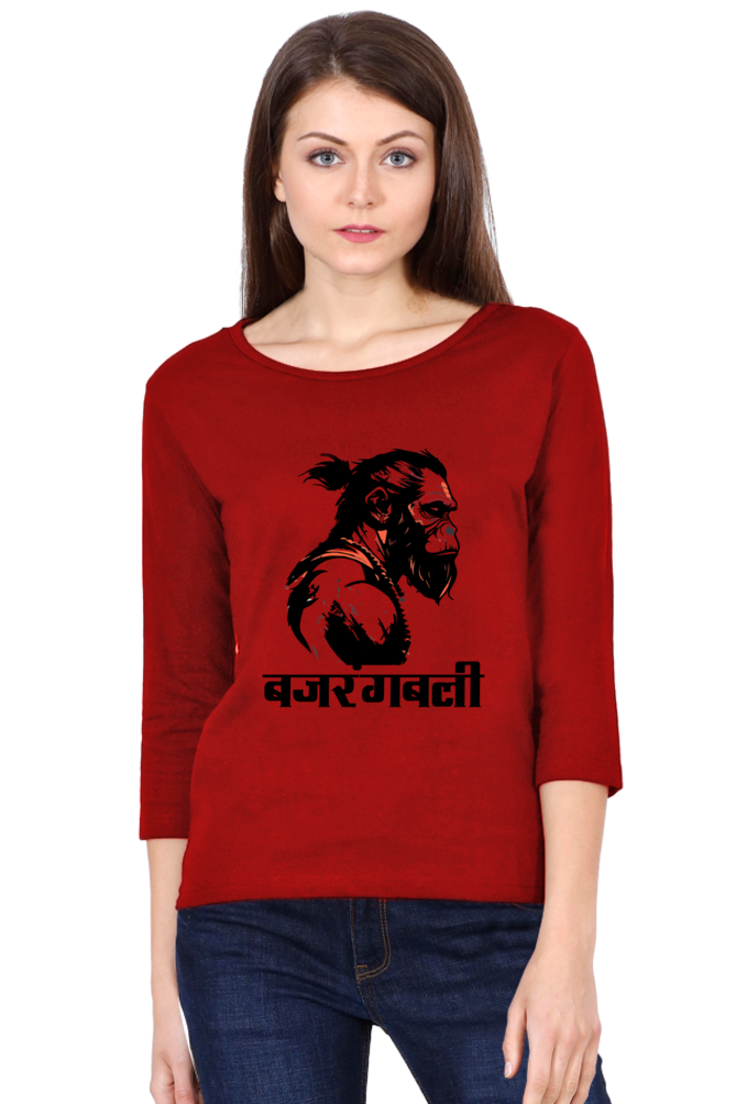 Hanuman BhaktiRound Neck Full Sleeve T-Shirts for Women Vastrdhamm