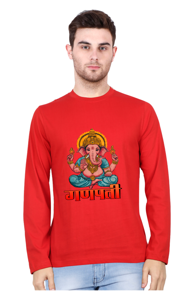 Jai Ganesha Victory Round Neck Full Sleeve T-Shirts for Men Vastrdhamm