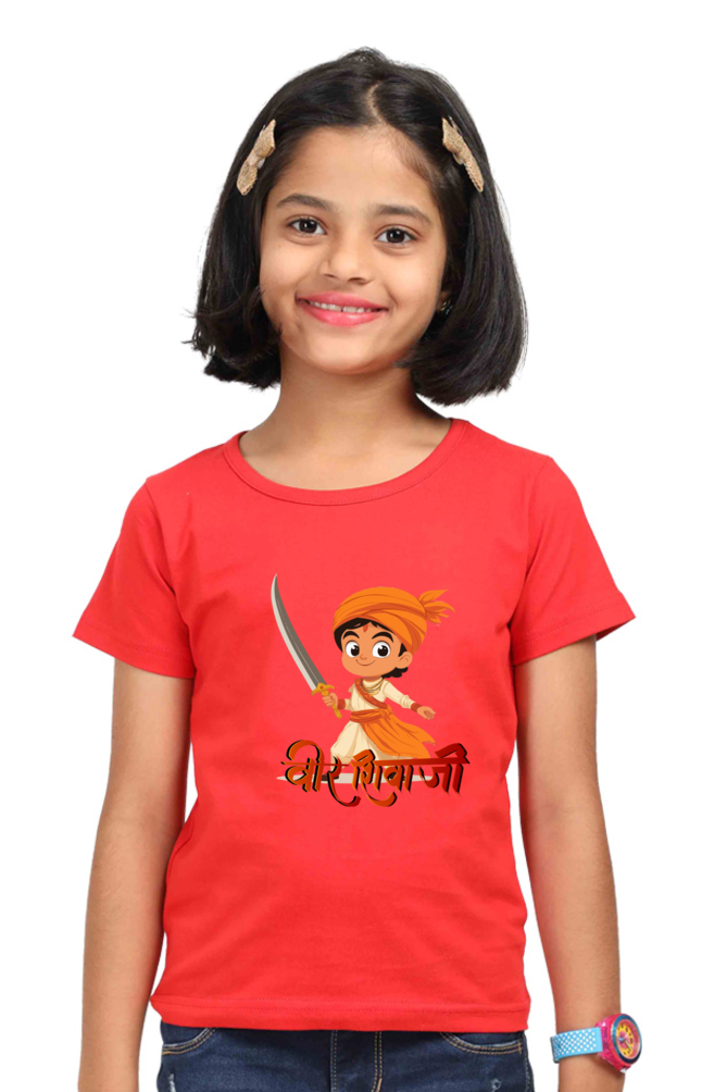 Shivaji Maharaj Valor Round Neck Half Sleeve Classic T-Shirts for Girl Vastrdhamm