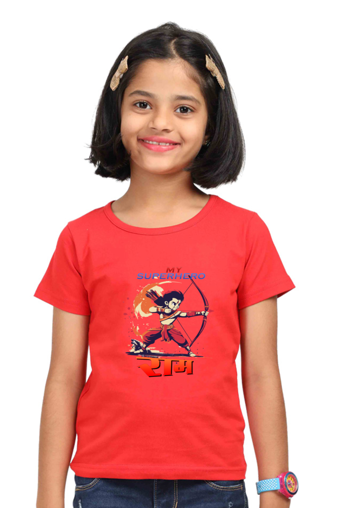 Ram Ji Devotion Round Neck Half Sleeve Classic T-Shirts for Girl Vastrdhamm