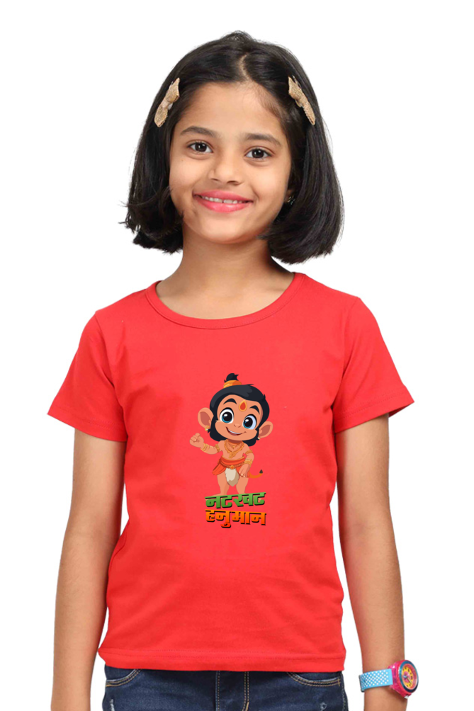 Hanuman Warrior Spirit Round Neck Half Sleeve Classic T-Shirts for Girl Vastrdhamm