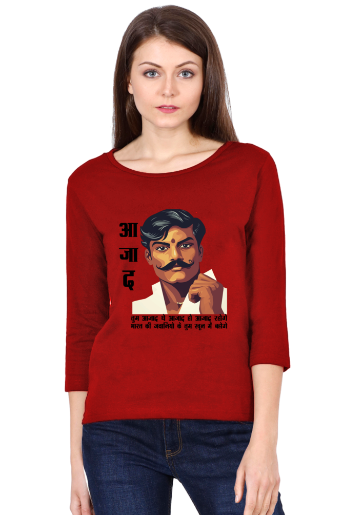 Chandra Shekhar Azad HeroismRound Neck Full Sleeve T-Shirts for Women Vastrdhamm