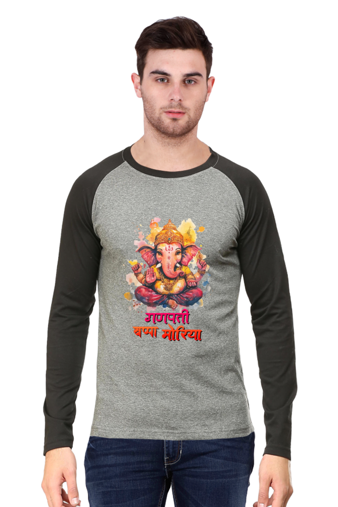 Jai Ganesha Glory Raglan Full Sleeve T-Shirts for Men Vastrdhamm