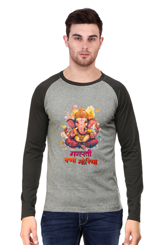 Jai Ganesha Glory Raglan Full Sleeve T-Shirts for Men Vastrdhamm