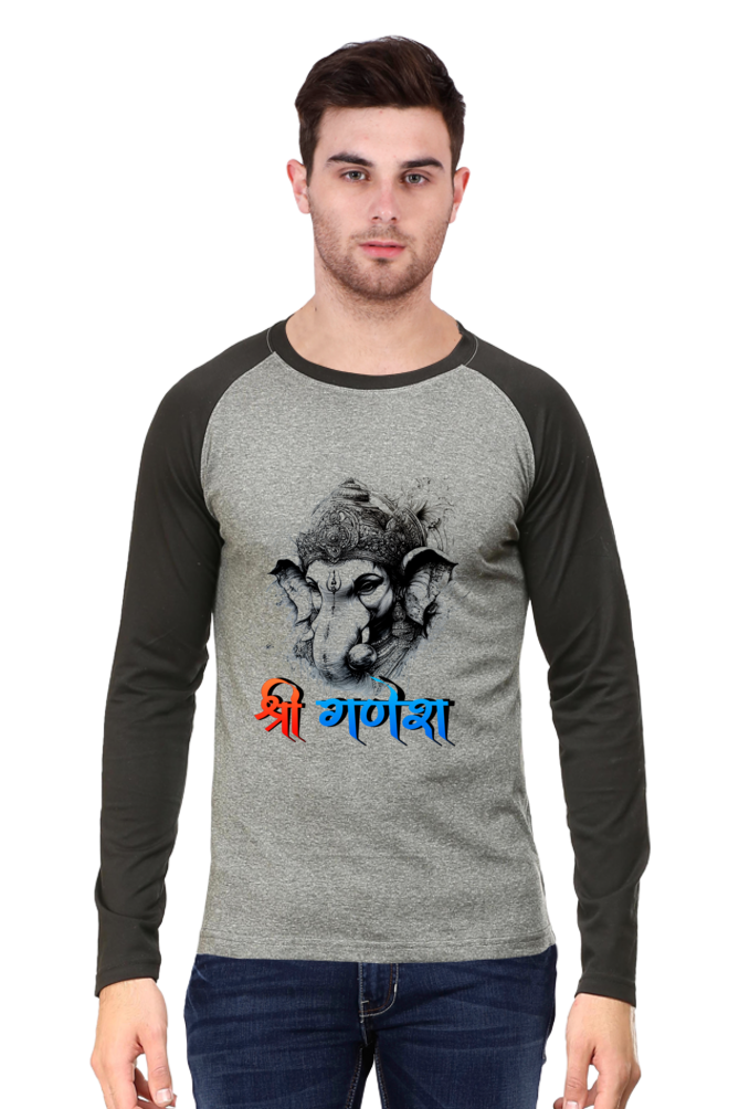 Jai Ganesha Protector Raglan Full Sleeve T-Shirts for Men Vastrdhamm