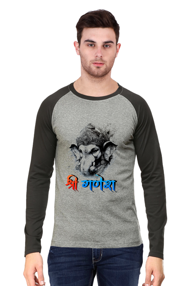 Jai Ganesha Protector Raglan Full Sleeve T-Shirts for Men Vastrdhamm