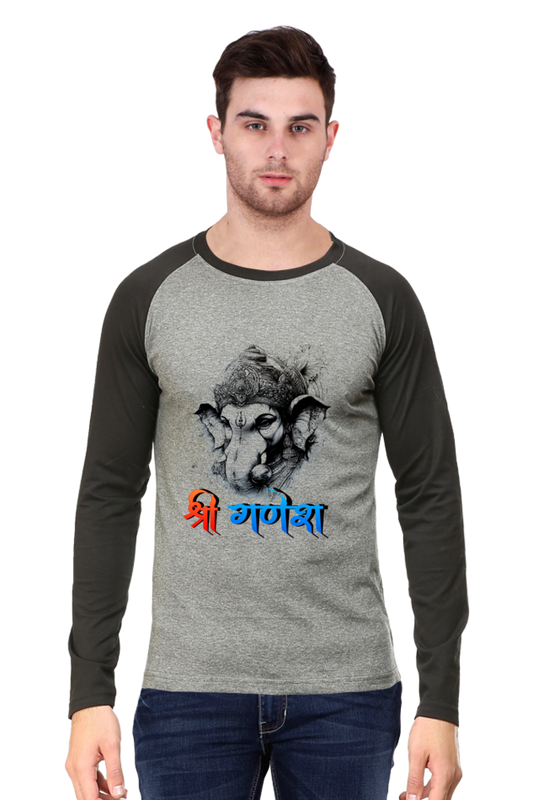 Jai Ganesha Protector Raglan Full Sleeve T-Shirts for Men Vastrdhamm