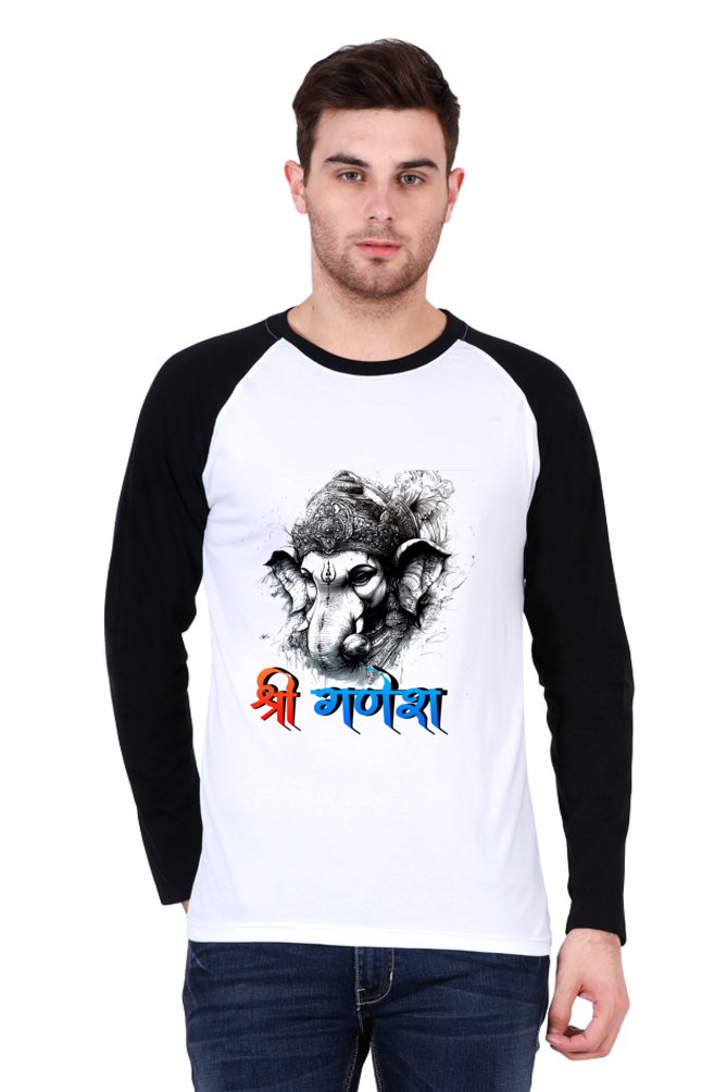 Jai Ganesha Protector Raglan Full Sleeve T-Shirts for Men Vastrdhamm