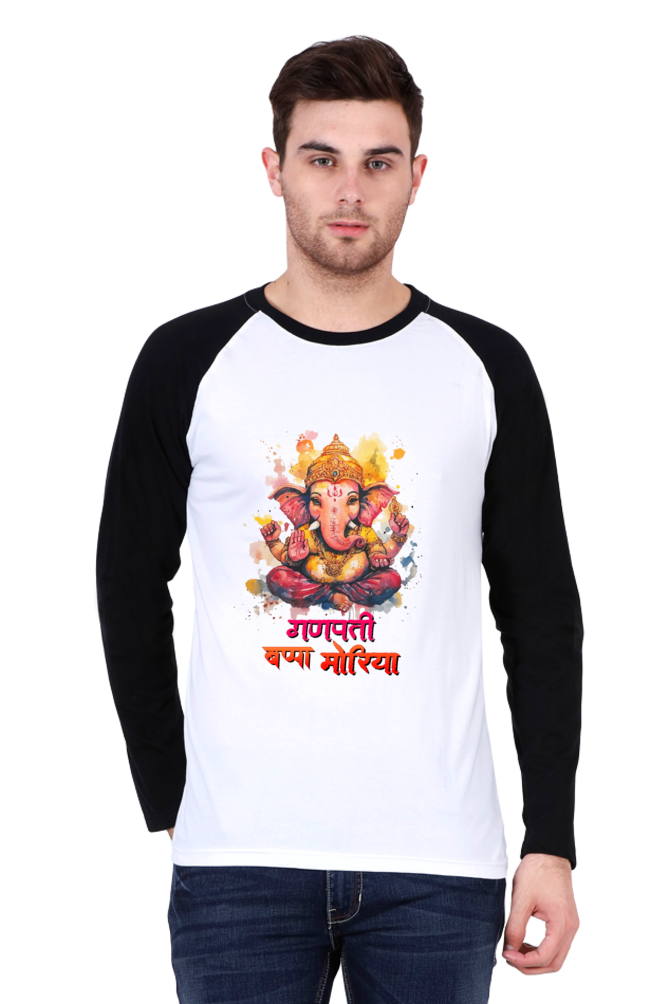 Jai Ganesha Glory Raglan Full Sleeve T-Shirts for Men Vastrdhamm