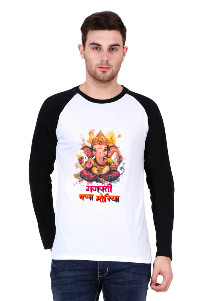 Jai Ganesha Glory Raglan Full Sleeve T-Shirts for Men Vastrdhamm