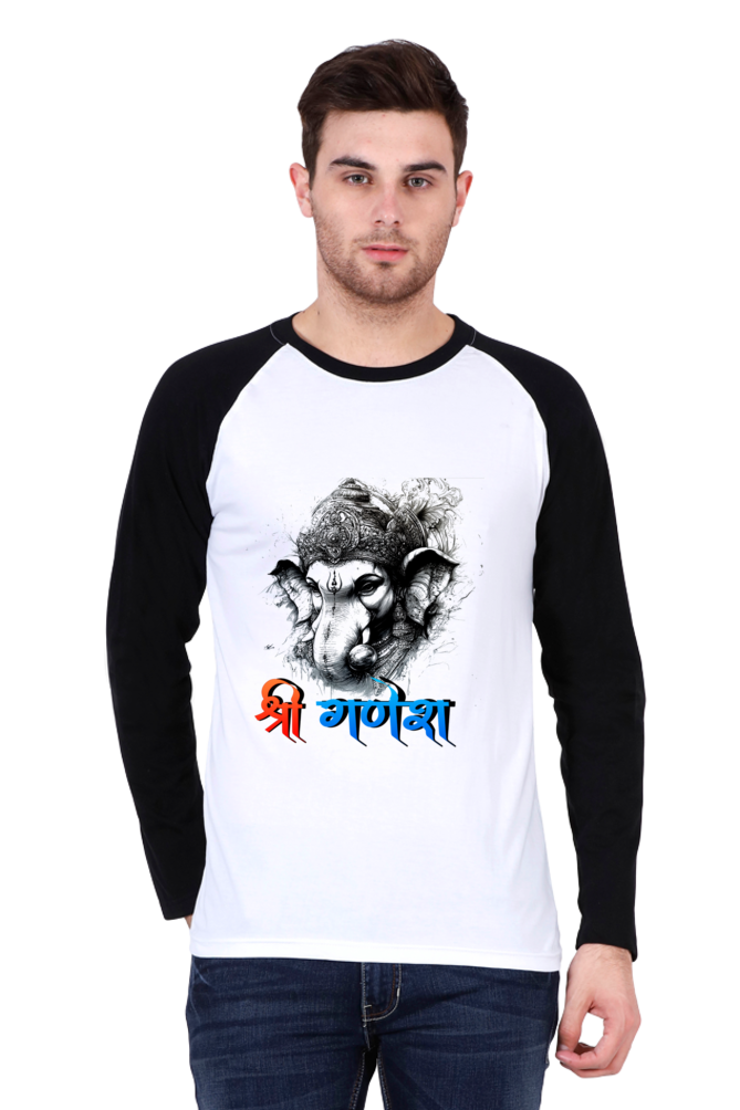 Jai Ganesha Protector Raglan Full Sleeve T-Shirts for Men Vastrdhamm