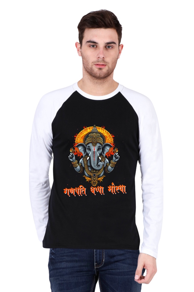 Jai Ganesha Blessings Raglan Full Sleeve T-Shirts for Men Vastrdhamm