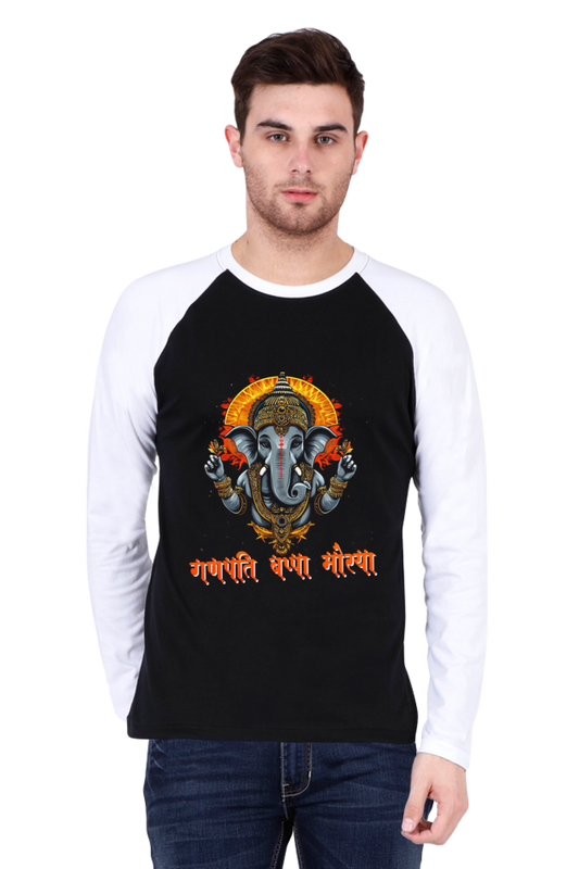 Jai Ganesha Blessings Raglan Full Sleeve T-Shirts for Men Vastrdhamm