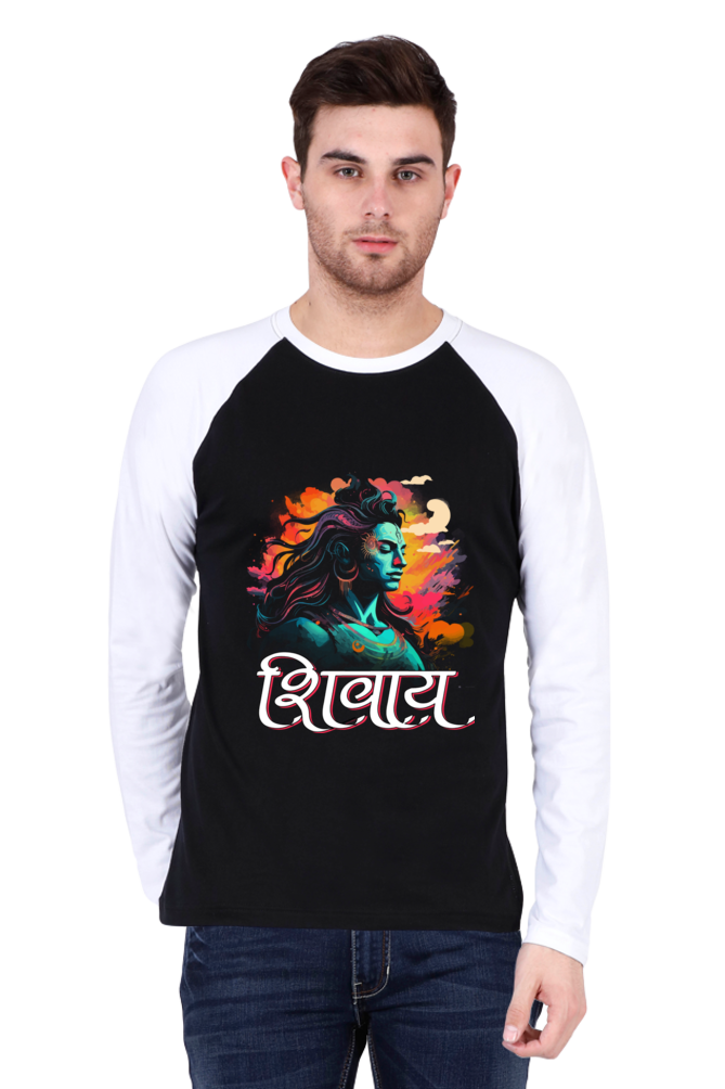 Shiv Ji Trishul Power Raglan Full Sleeve T-Shirts for Men Vastrdhamm