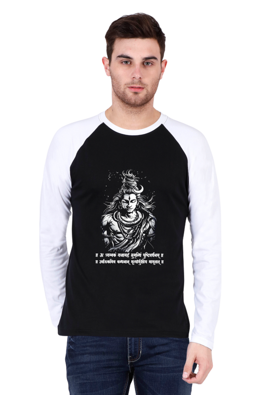 Shiv Ji Warrior Spirit Raglan Full Sleeve T-Shirts for Men Vastrdhamm