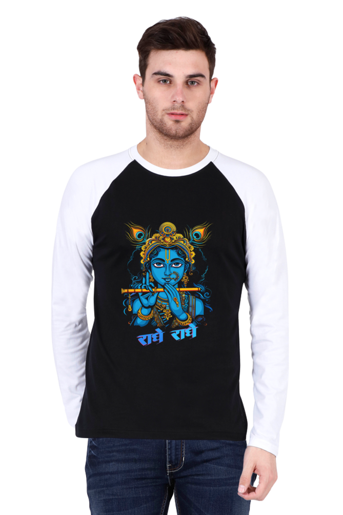 Shree Krishan Flute Melody Raglan Full Sleeve T-Shirts for Men Vastrdhamm