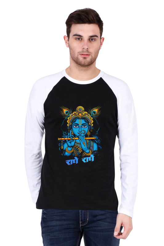 Shree Krishan Flute Melody Raglan Full Sleeve T-Shirts for Men Vastrdhamm