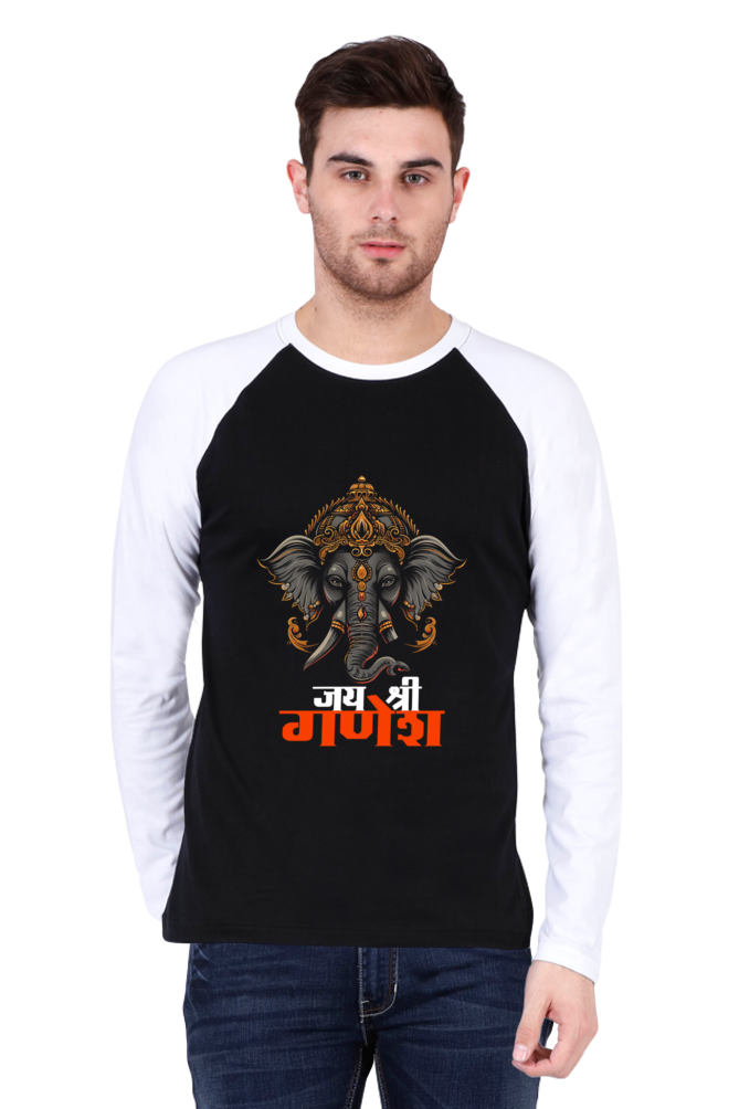 Ganesha Devotion Raglan Full Sleeve T-Shirts for Men Vastrdhamm