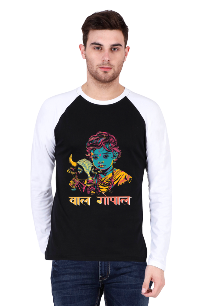 Shree Krishan Divine Love Raglan Full Sleeve T-Shirts for Men Vastrdhamm