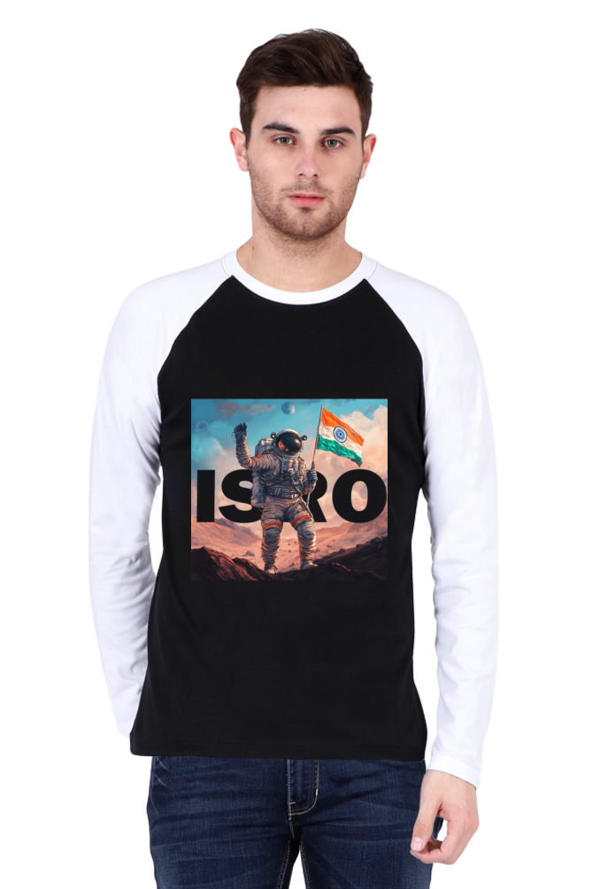 ISRO Space Explorer Raglan Full Sleeve T-Shirts for Men Vastrdhamm