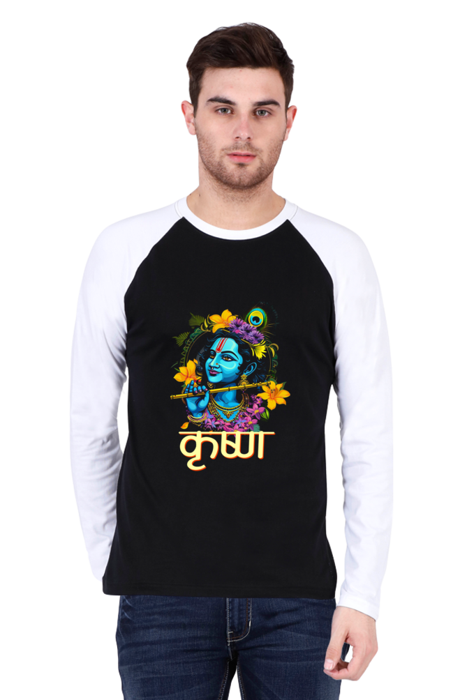 Shree Krishan Radha Krishna Raglan Full Sleeve T-Shirts for Men Vastrdhamm