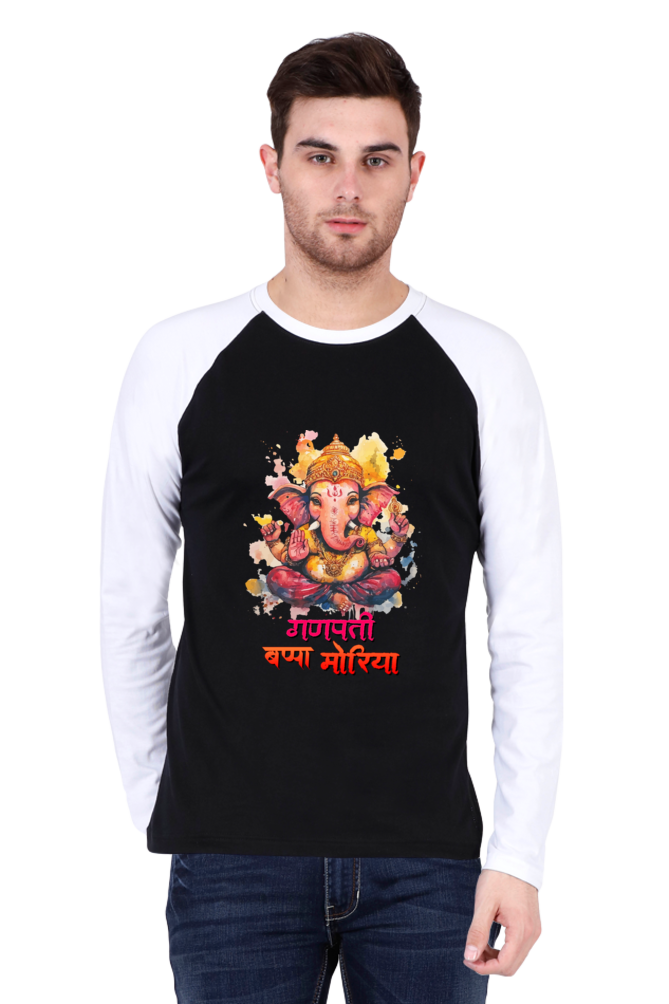 Jai Ganesha Glory Raglan Full Sleeve T-Shirts for Men Vastrdhamm