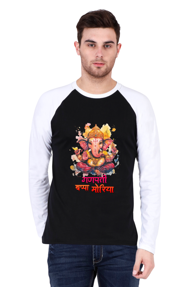 Jai Ganesha Glory Raglan Full Sleeve T-Shirts for Men Vastrdhamm