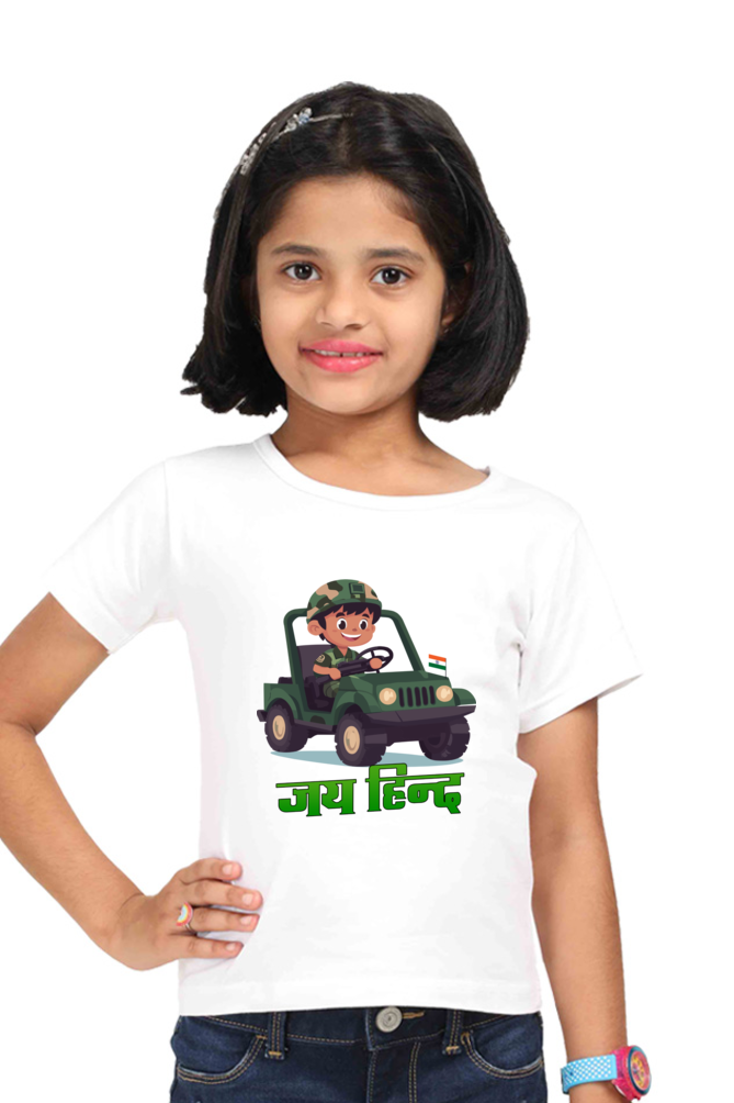 Jai Hind Round Neck Half Sleeve Classic T-Shirts for Girls Vastrdhamm