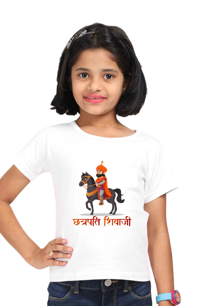 Shivaji Maharaj Legacy Round Neck Half Sleeve Classic T-Shirts for Girl Vastrdhamm