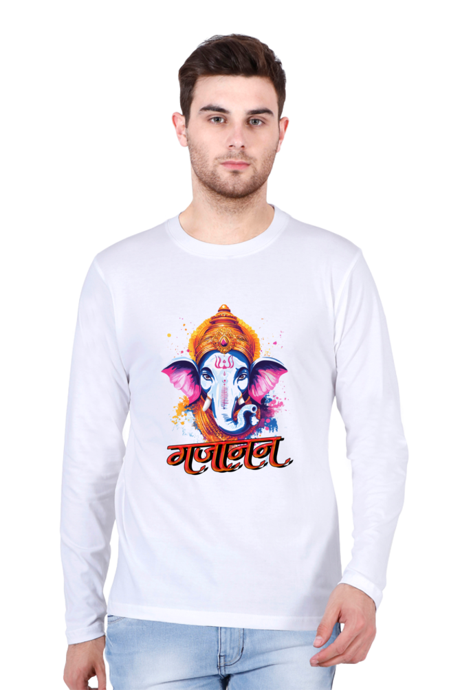 Ganesha Blessings Round Neck Full Sleeve T-Shirts for Men Vastrdhamm