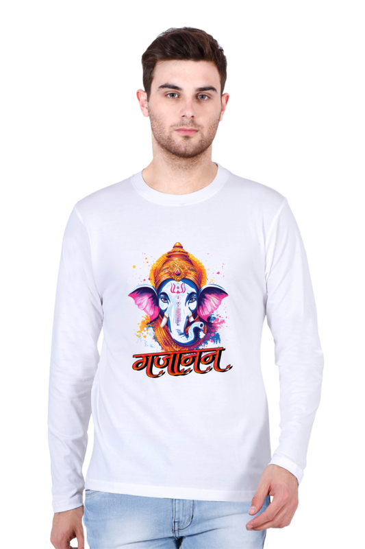 Ganesha Blessings Round Neck Full Sleeve T-Shirts for Men Vastrdhamm