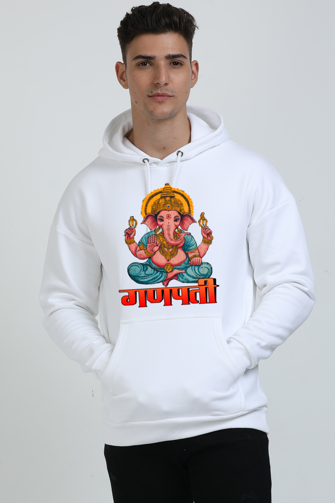 Jai Ganesha Victory Oversized Hooded Sweatshirt T-Shirts for Men Vastrdhamm