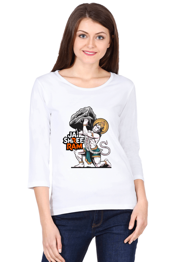 Hanuman Mighty DevoteeRound Neck Full Sleeve T-Shirts for Women Vastrdhamm