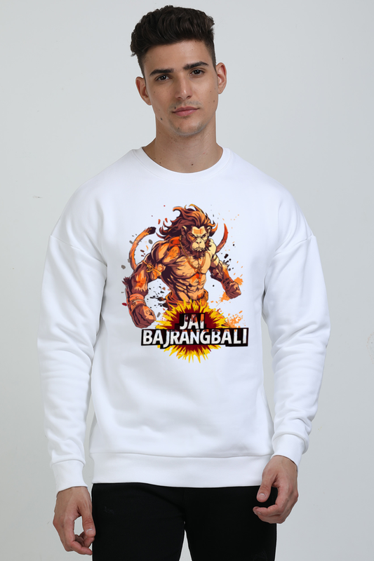 Hanuman Devotional Power Oversized Sweatshirt T-Shirts for Men Vastrdhamm