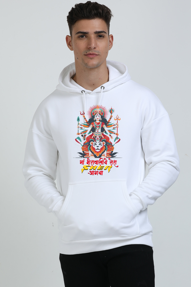 Maa Durga Warrior Oversized Hooded Sweatshirt T-Shirts for Men Vastrdhamm