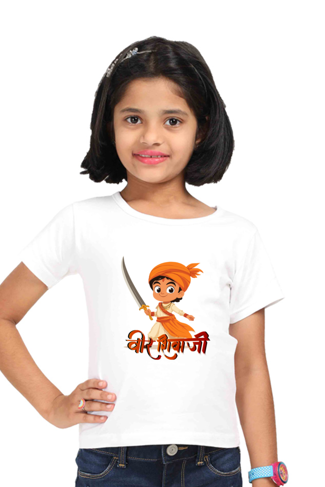 Shivaji Maharaj Valor Round Neck Half Sleeve Classic T-Shirts for Girl Vastrdhamm