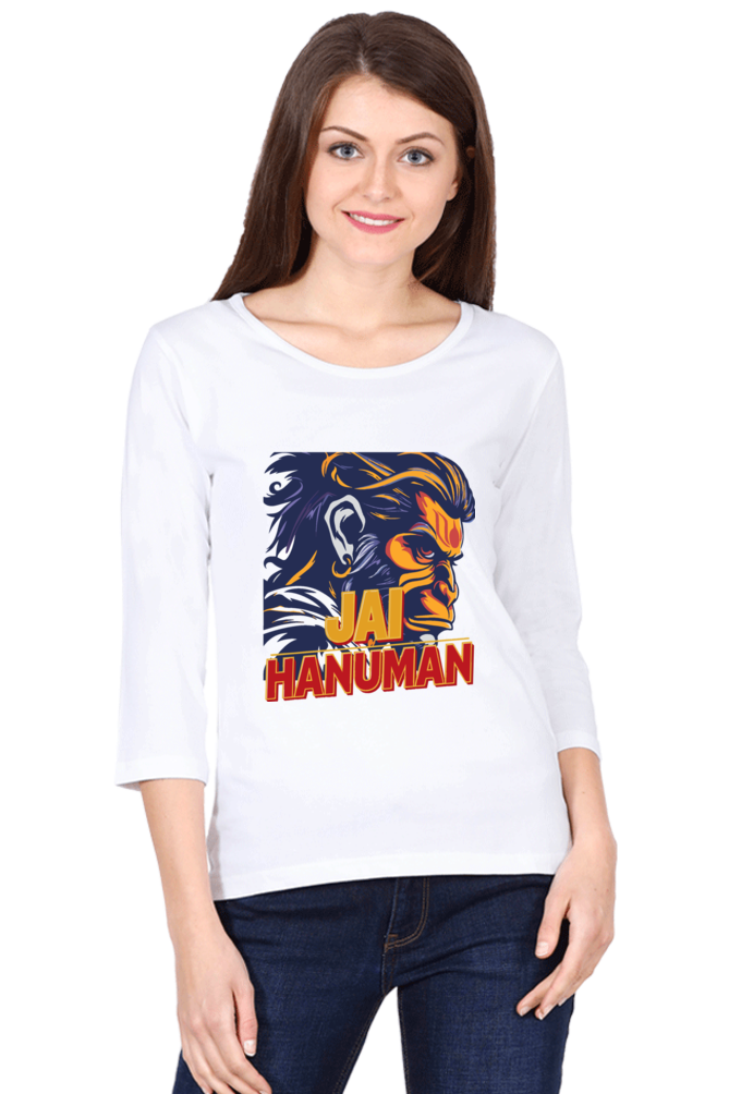 Hanuman Heroic StrengthRound Neck Full Sleeve T-Shirts for Women Vastrdhamm