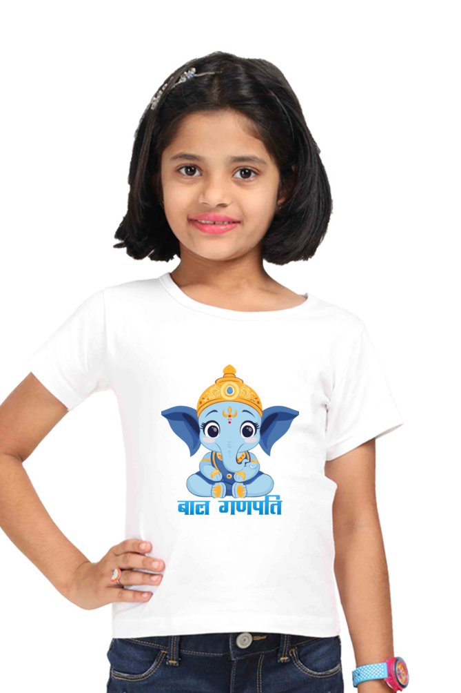 Jai Ganesha Power Round Neck Half Sleeve Classic T-Shirts for Girl Vastrdhamm