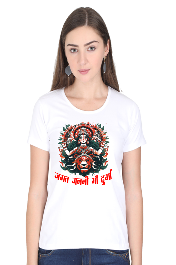 Durga Blessings Round Neck Half Sleeve Classic T-Shirts for Women Vastrdhamm