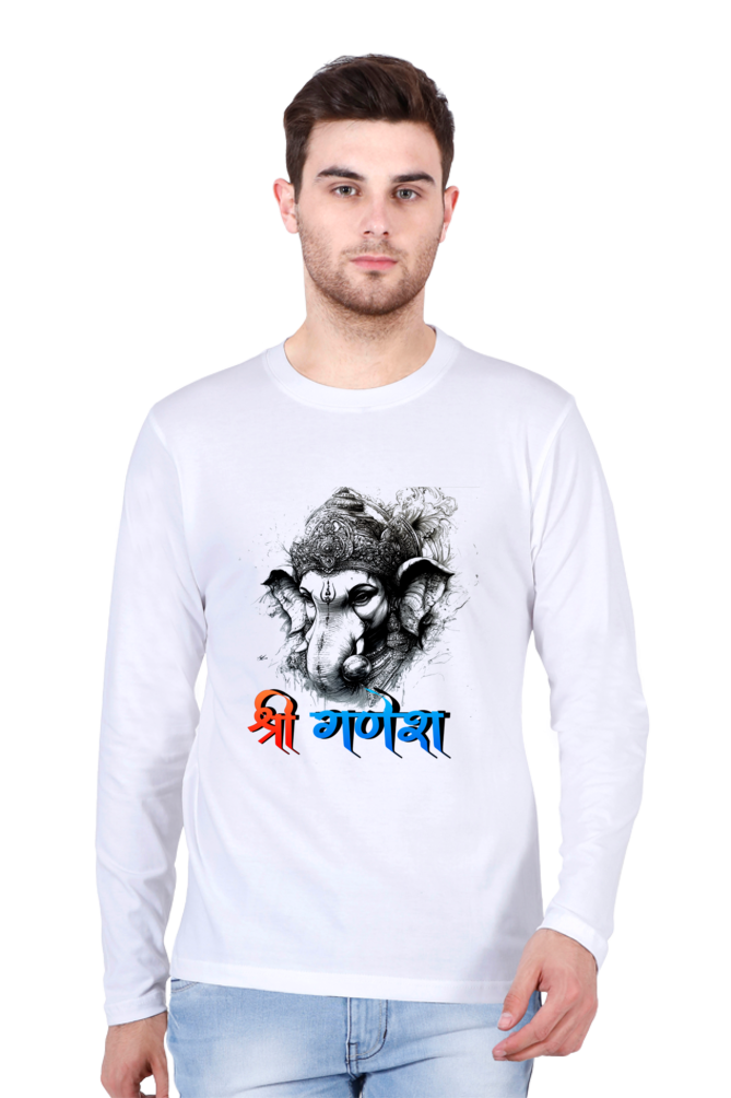 Ganesha Wisdom Round Neck Full Sleeve T-Shirts for Men Vastrdhamm