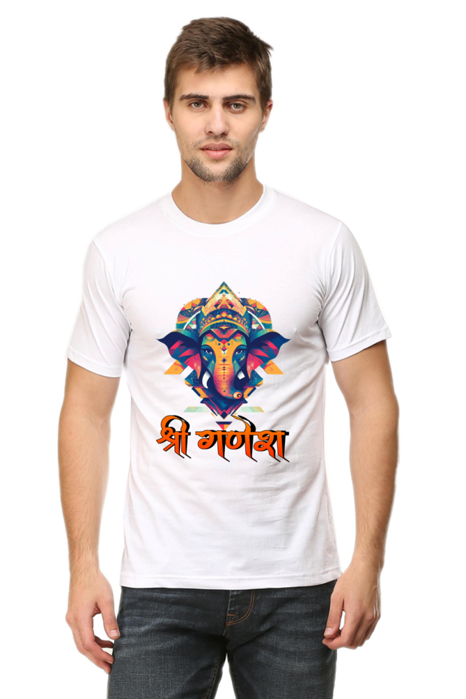 Jai Ganesha Protector Round Neck Half Sleeve Classic T-Shirts for Men Vastrdhamm