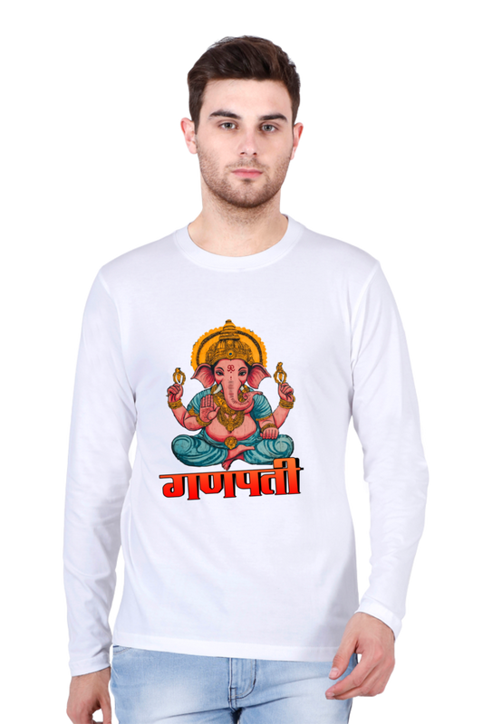 Jai Ganesha Victory Round Neck Full Sleeve T-Shirts for Men Vastrdhamm