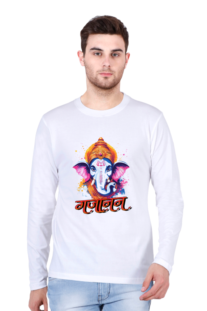 Ganesha Blessings Round Neck Full Sleeve T-Shirts for Men Vastrdhamm