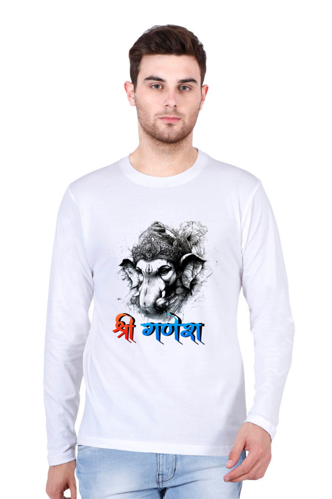 Ganesha Wisdom Round Neck Full Sleeve T-Shirts for Men Vastrdhamm